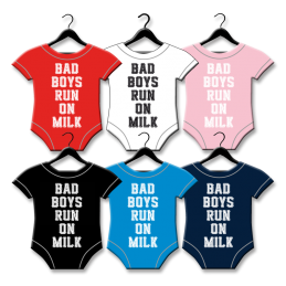 body bebe  coton bad boys run on milk humour slogan