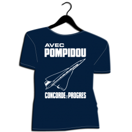 Tee shirt pompidou concorde et progres grandes tailles humour politique