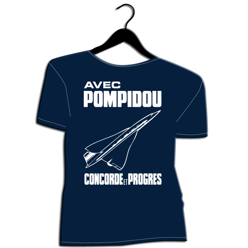 Tee shirt pompidou concorde et progres grandes tailles humour politique